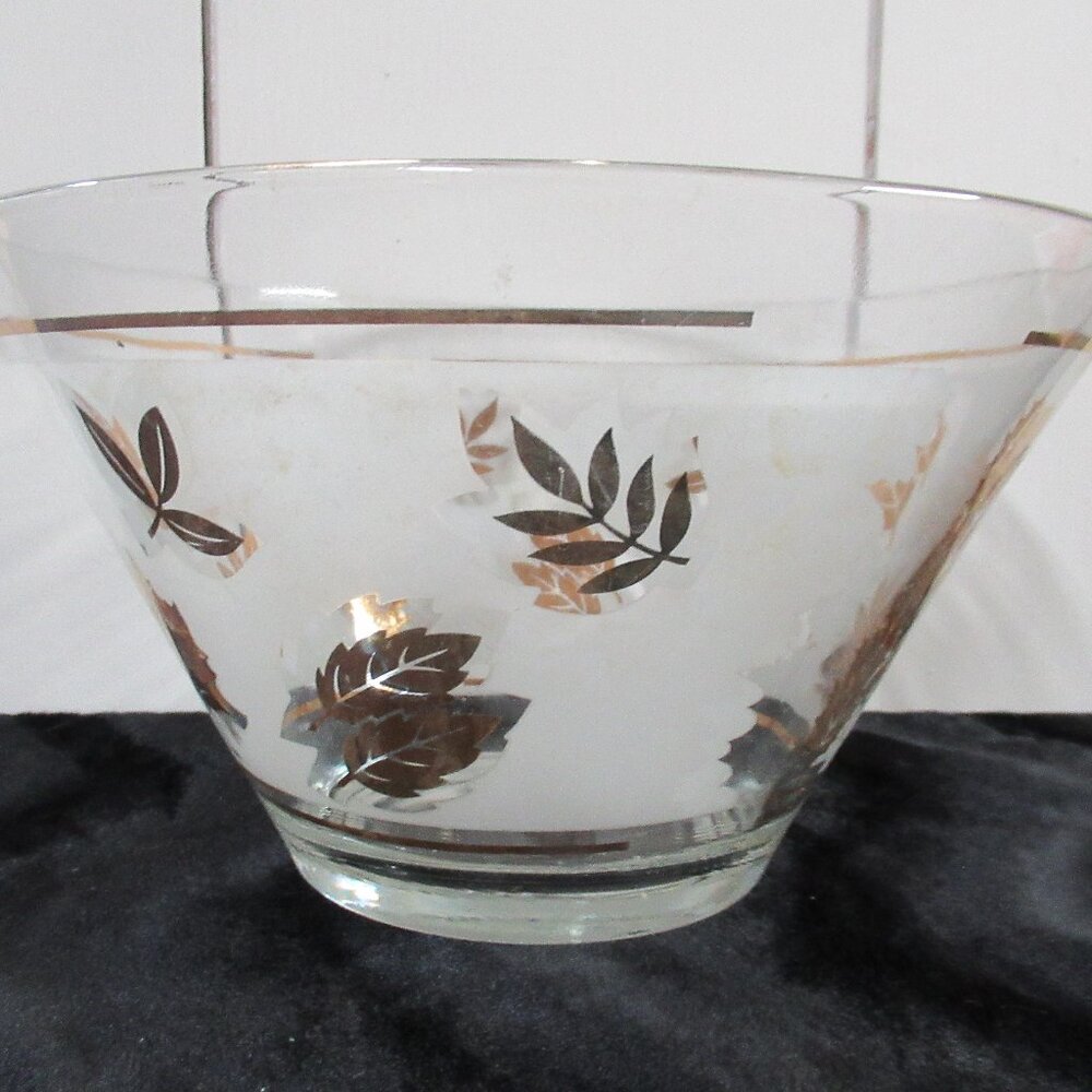 Vintage Gold Leaf Glass Frosted Bowl